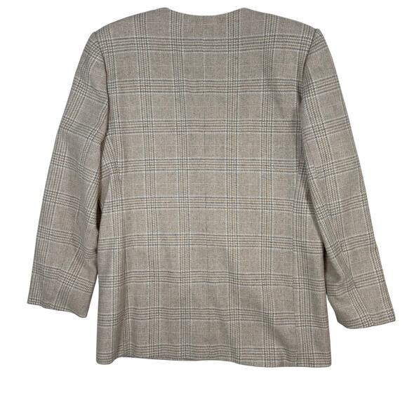 Vintage 90s Norton McNaughton Beige Houndstooth Blazer Women’s 12 Lined Jacket - Picture 6 of 8